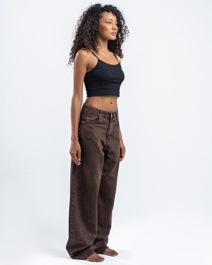 Brown Wash Patterned Pants