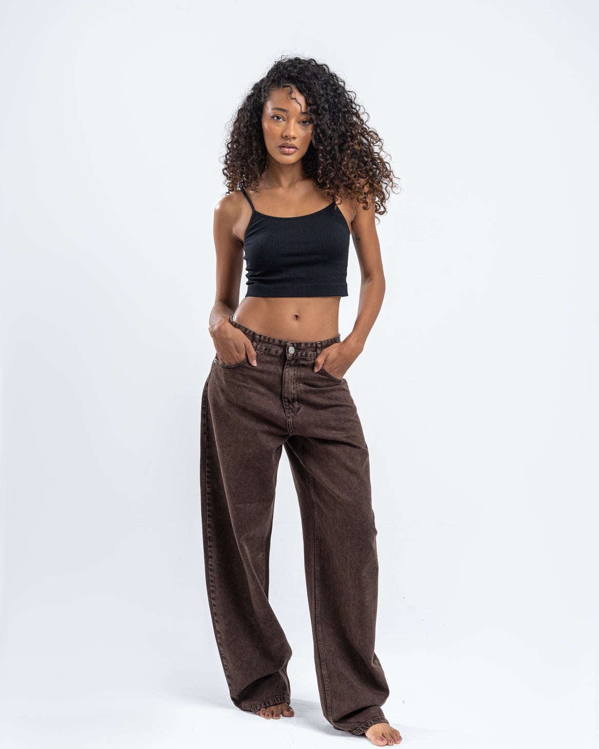 Brown Wash Patterned Pants