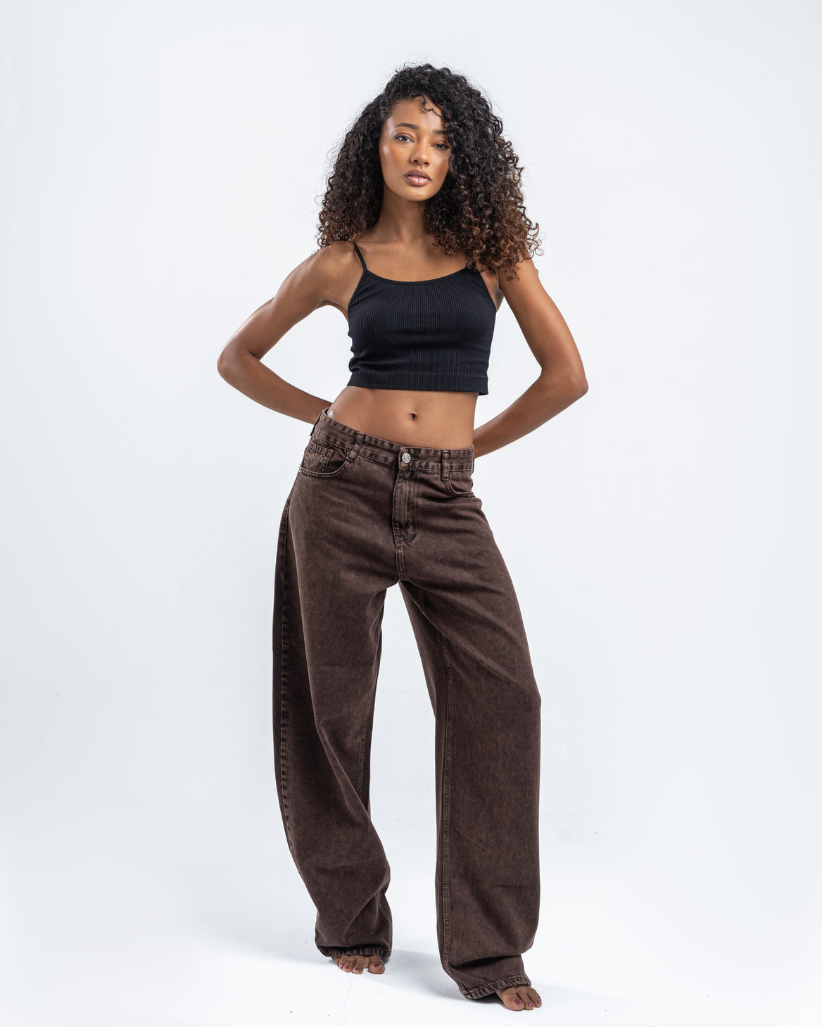 Brown Wash Patterned Pants