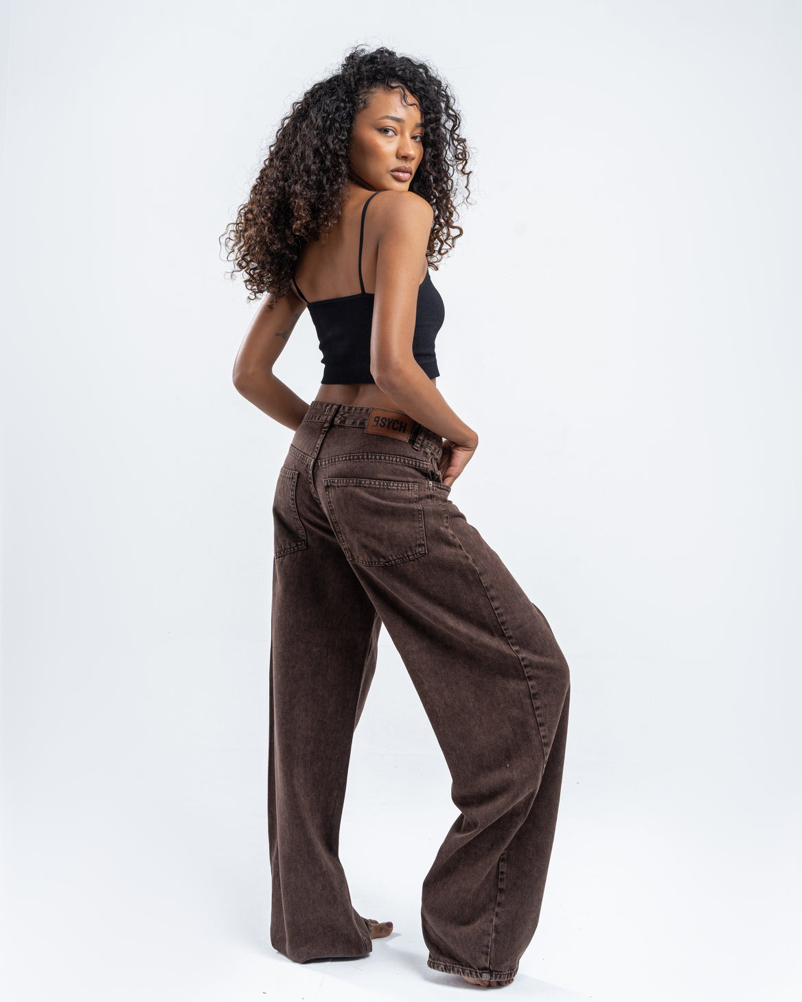 Brown Wash Patterned Pants