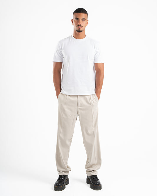 Classic Pleated Pants in Beige