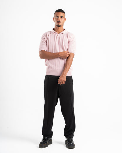 Pink Patterned Knit Polo