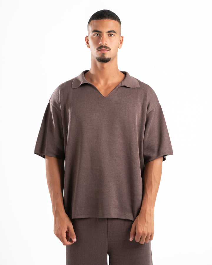 Brown Knit Polo