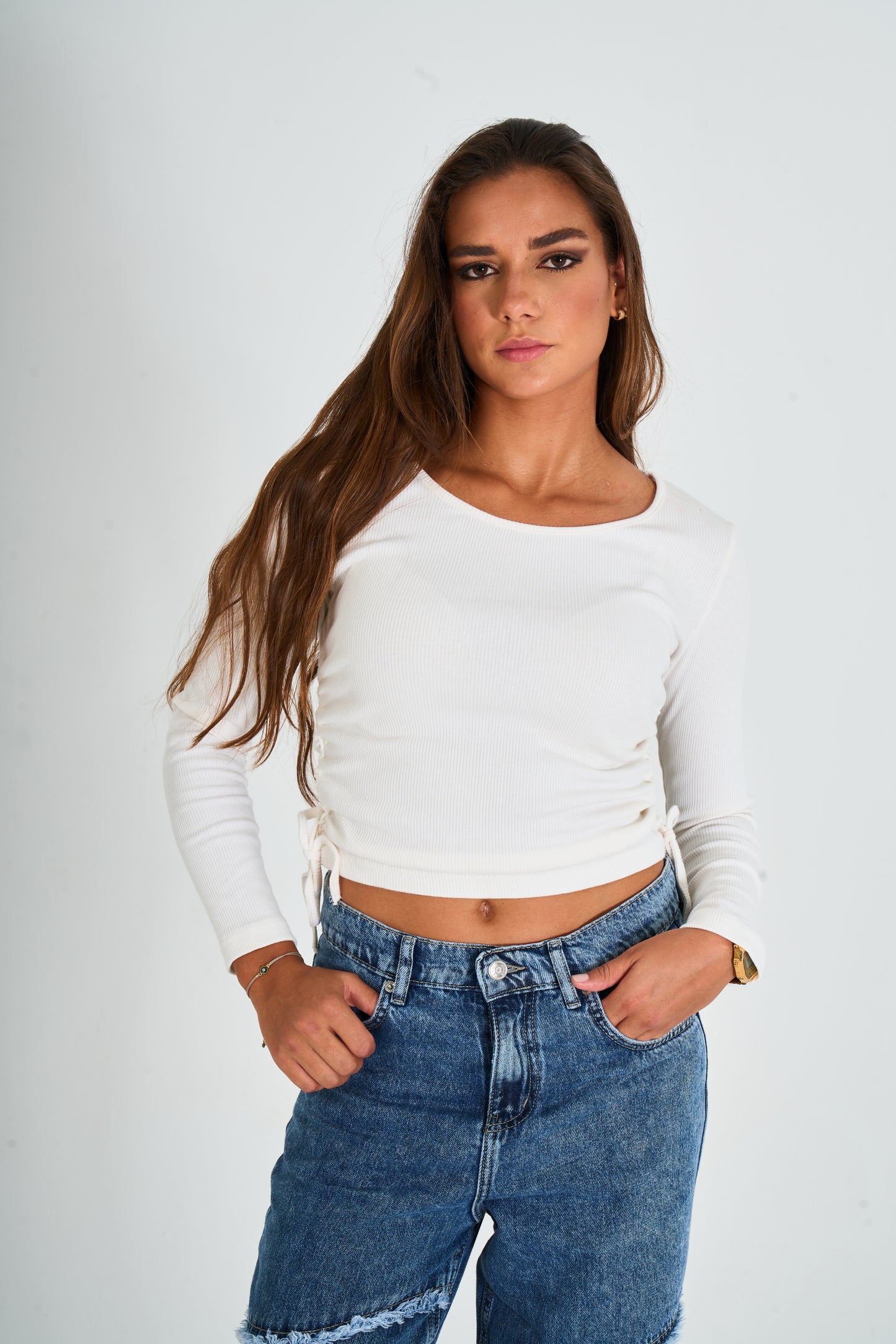 White Long Sleeved Top
