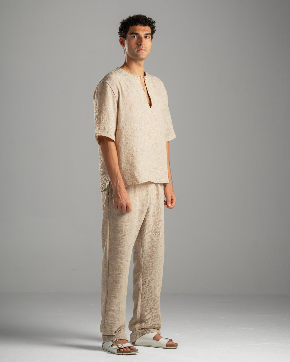 Men Linen Pants in Beige