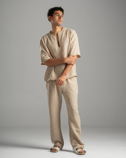 Men Linen Pants in Beige