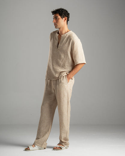 Men Linen Pants in Beige