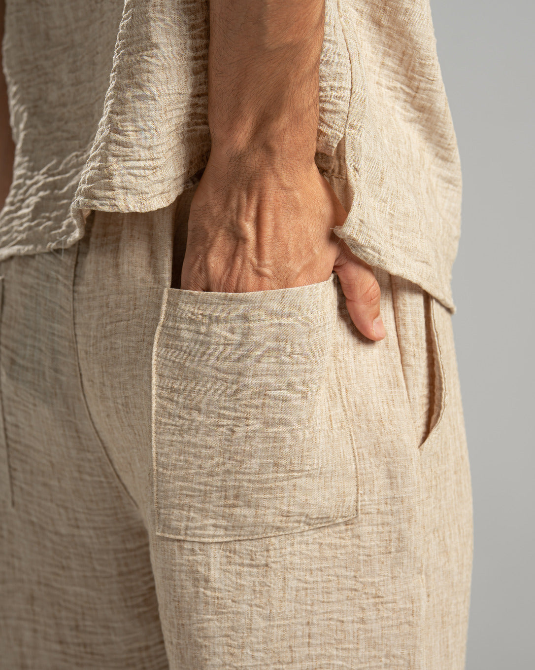 Men Linen Pants in Beige
