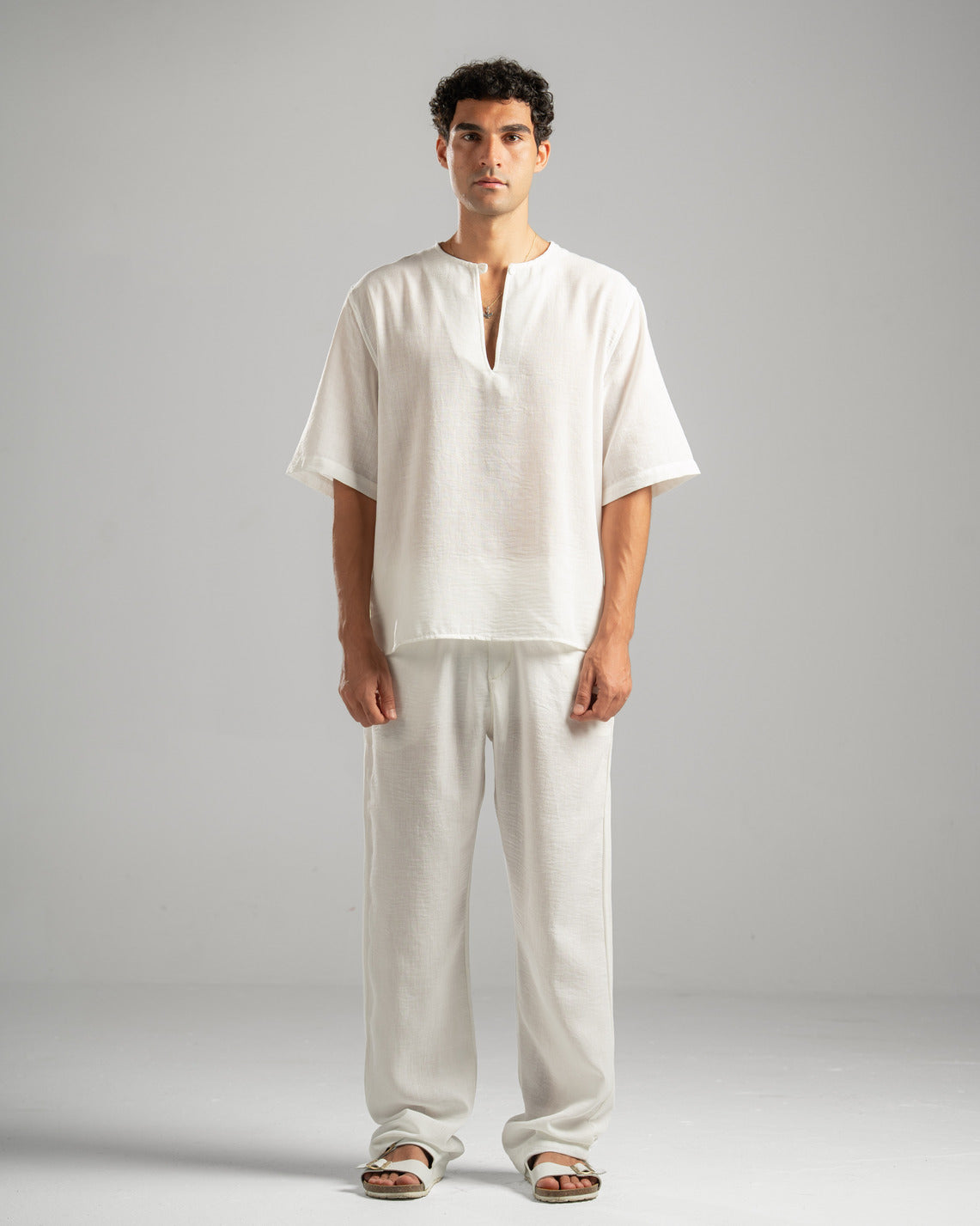 White V Linen Shirt