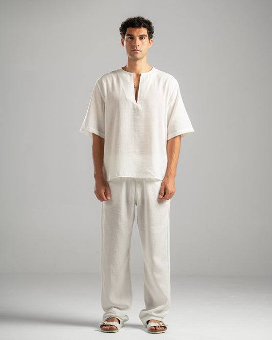 Men Linen Pants in White