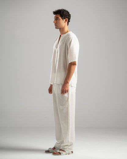 White V Linen Shirt
