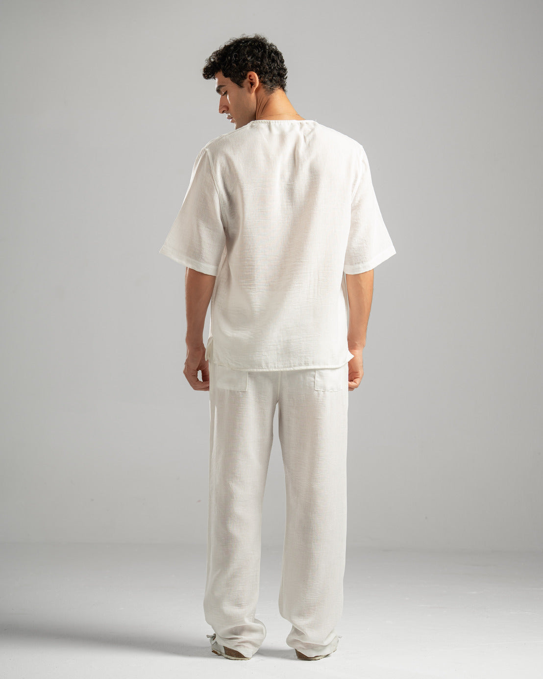 White V Linen Shirt