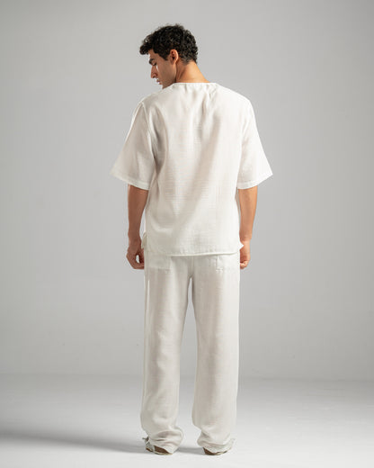 White V Linen Shirt