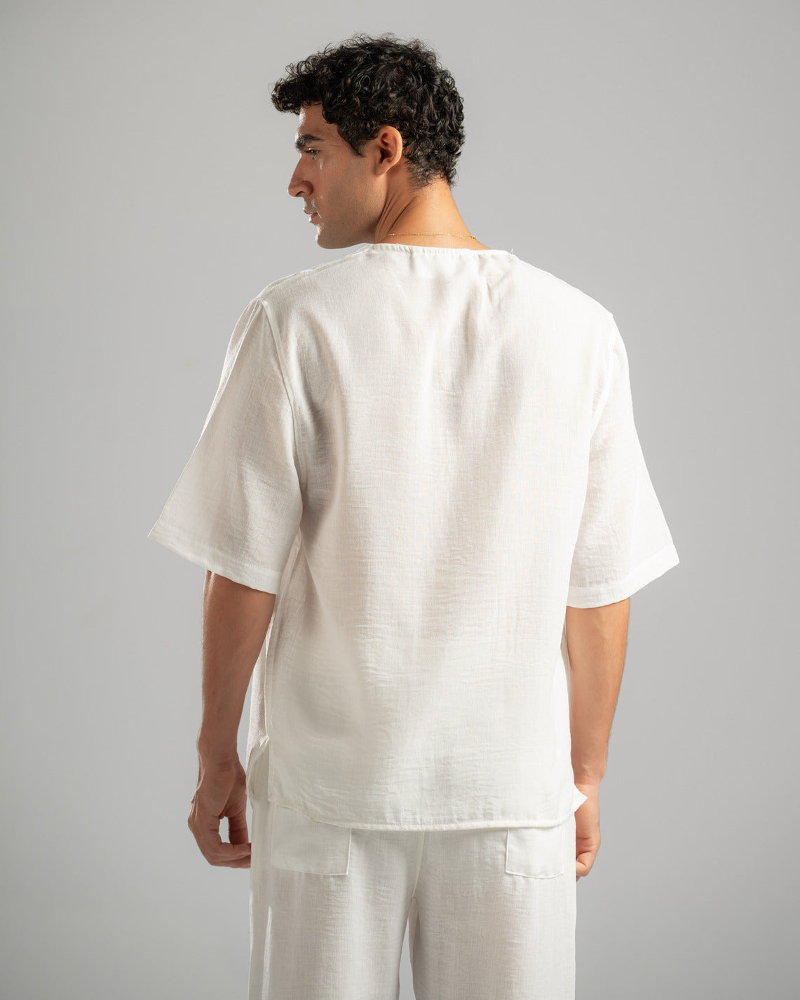 White V Linen Shirt