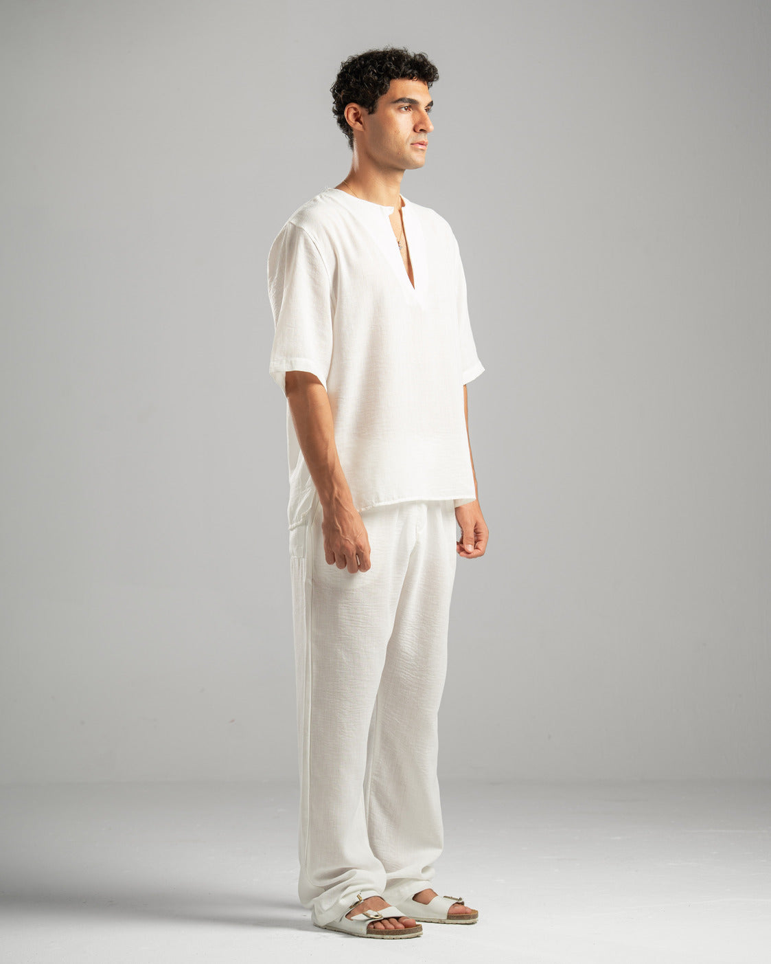 White V Linen Shirt