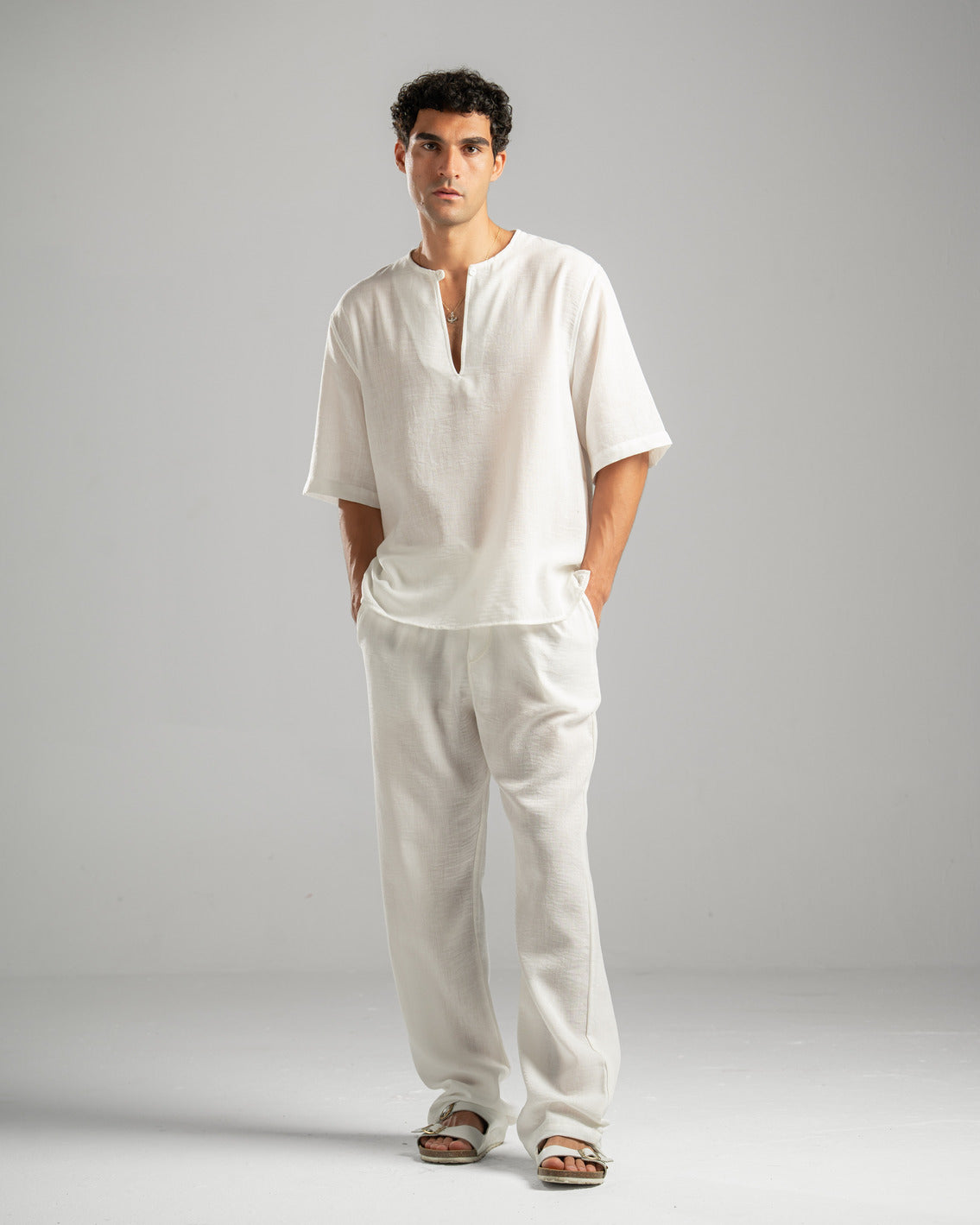 Men Linen Pants in White
