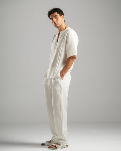 White V Linen Shirt