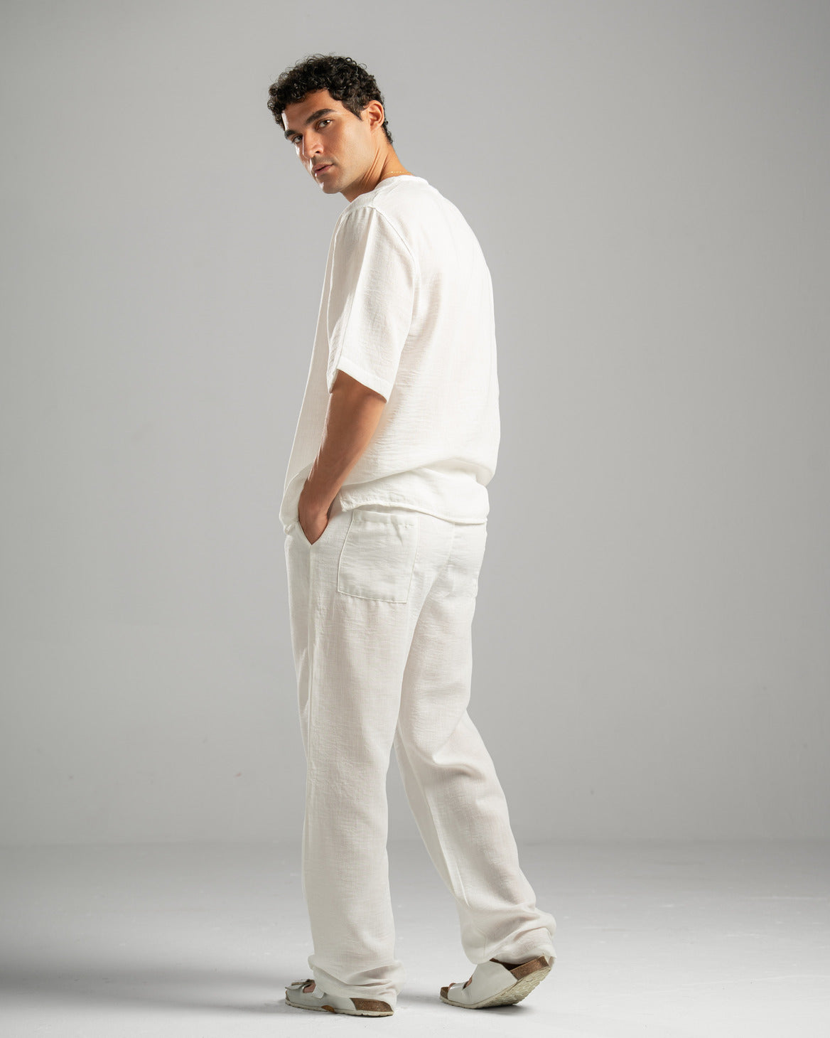 White V Linen Shirt