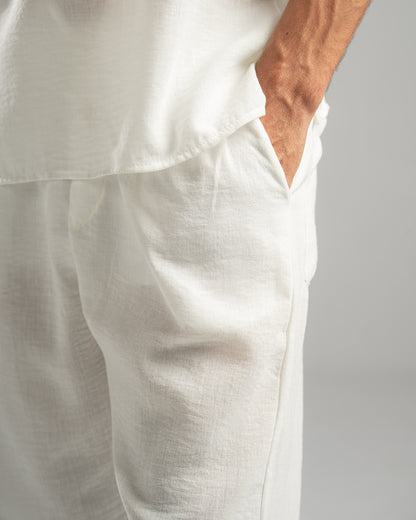 Men Linen Pants in White