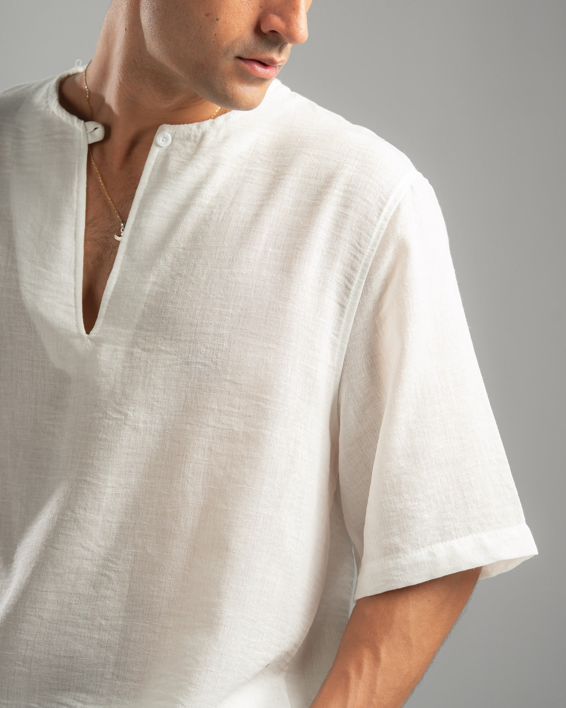 White V Linen Shirt