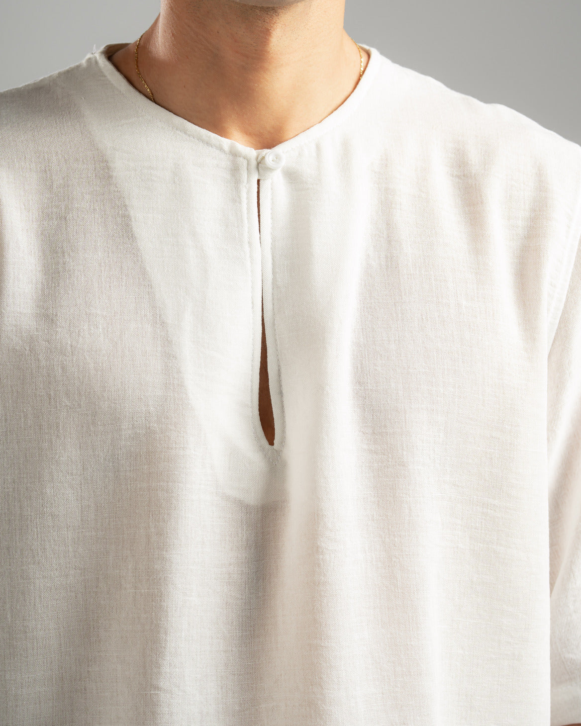 White V Linen Shirt