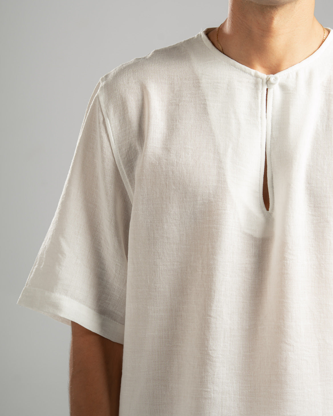 White V Linen Shirt