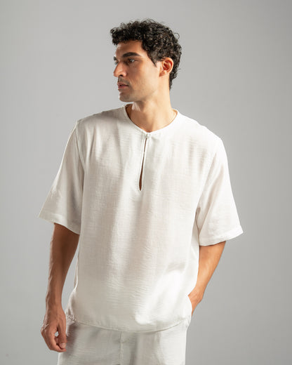 White V Linen Shirt
