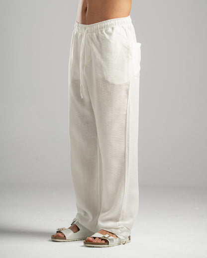 Men Linen Pants in White