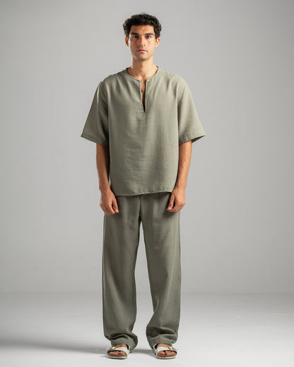 Men Linen Pants in Olive
