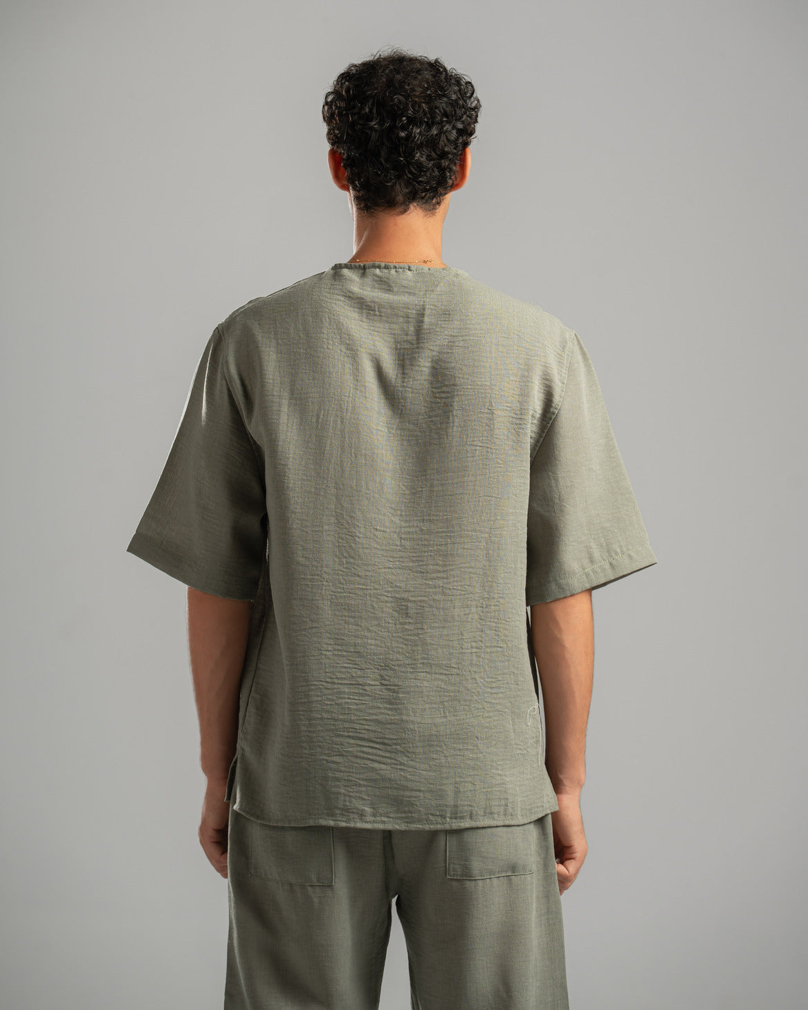 Olive V Linen Shirt