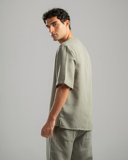Olive V Linen Shirt