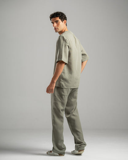 Olive V Linen Shirt