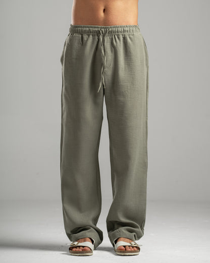 Men Linen Pants in Olive
