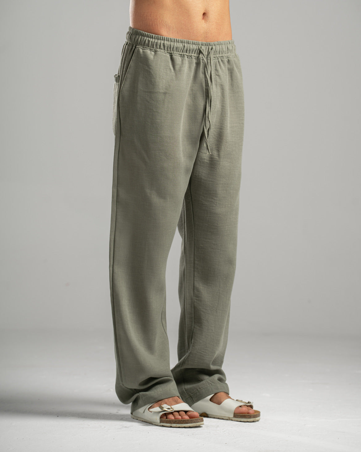 Men Linen Pants in Olive