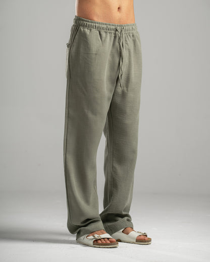 Men Linen Pants in Olive
