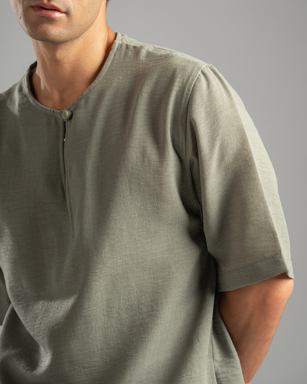 Olive V Linen Shirt