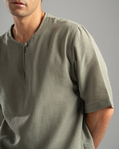 Olive V Linen Shirt
