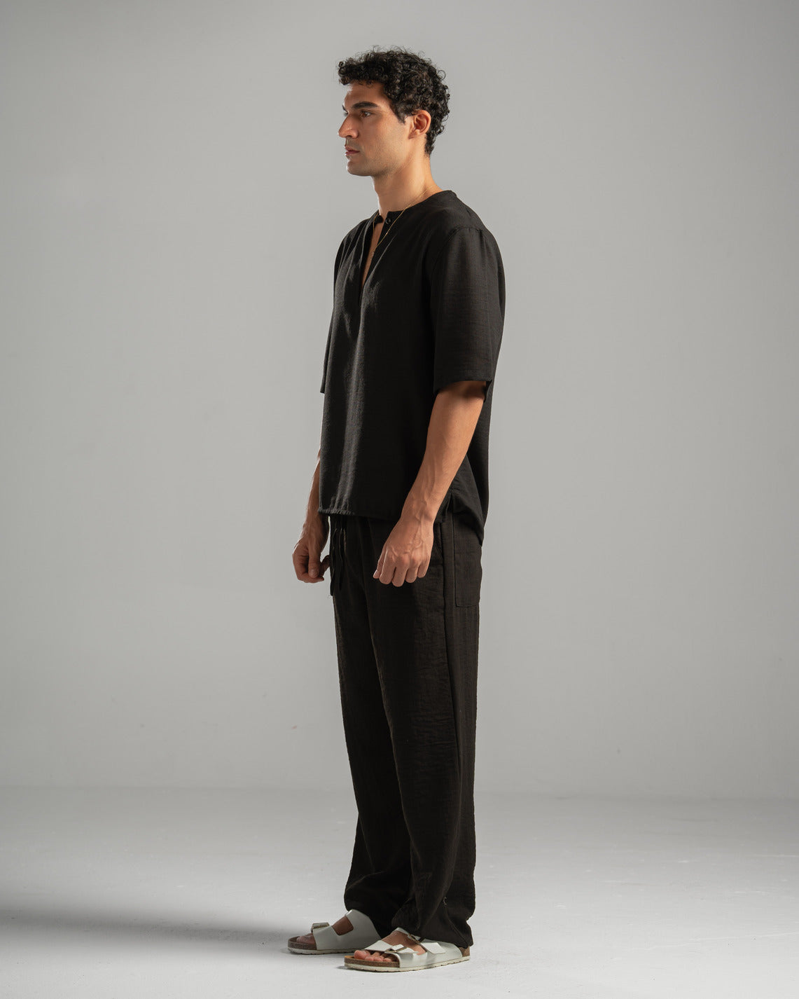 Black V Linen Shirt