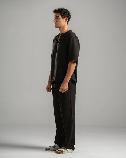 Black V Linen Shirt