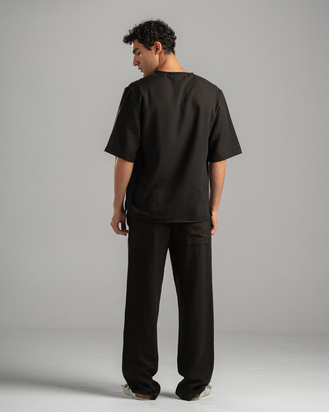 Black V Linen Shirt