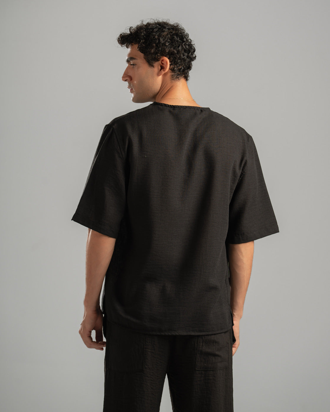 Black V Linen Shirt