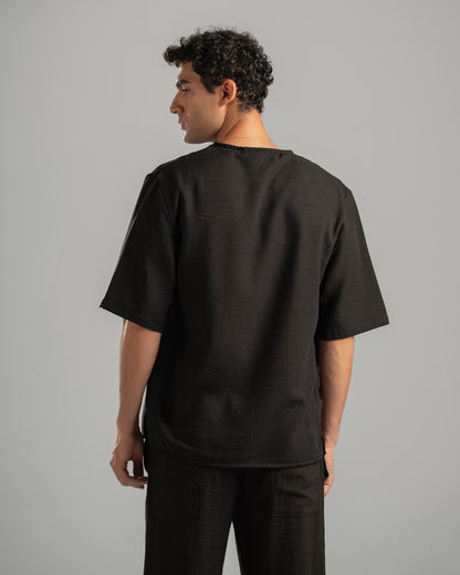 Black V Linen Shirt