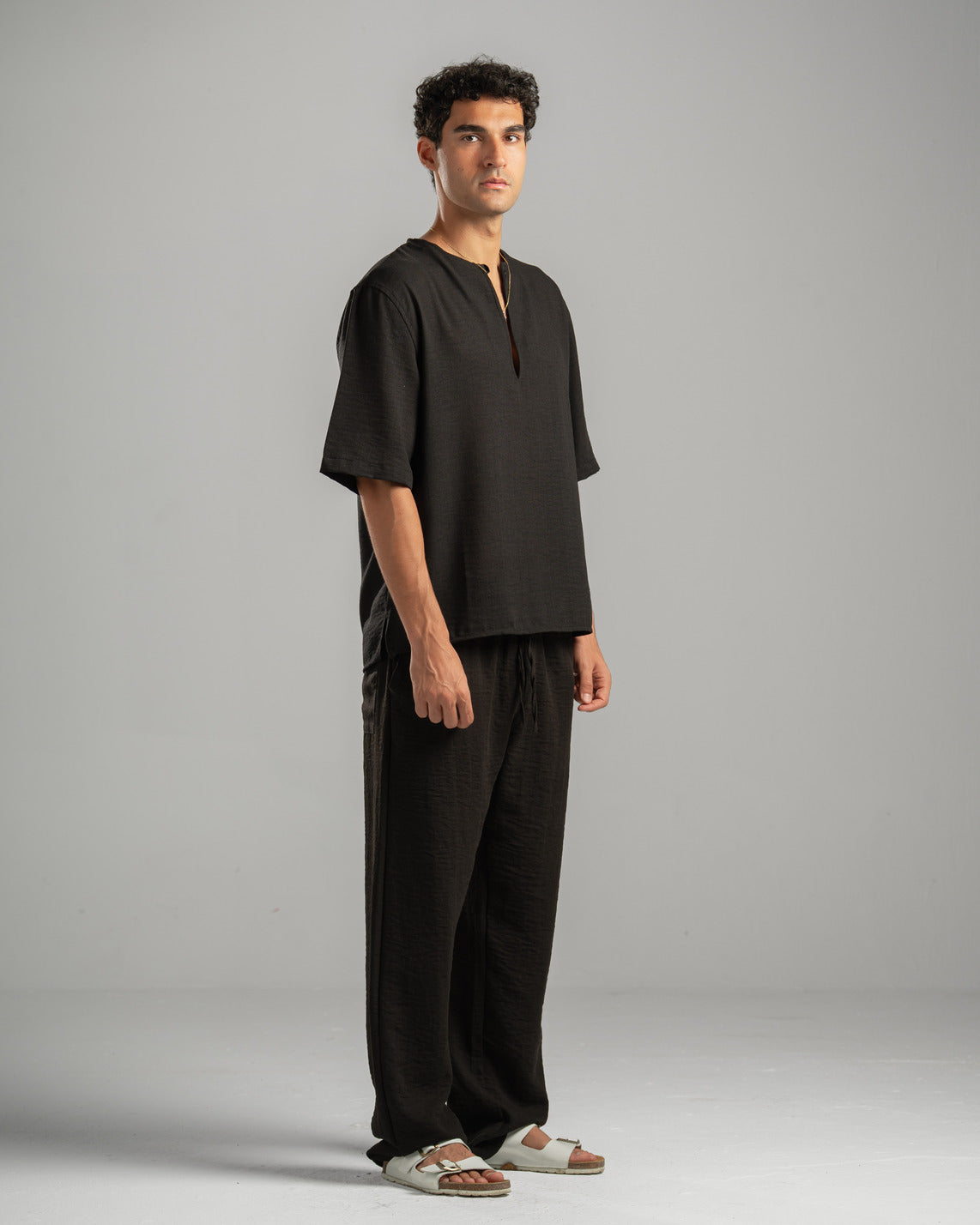 Black V Linen Shirt
