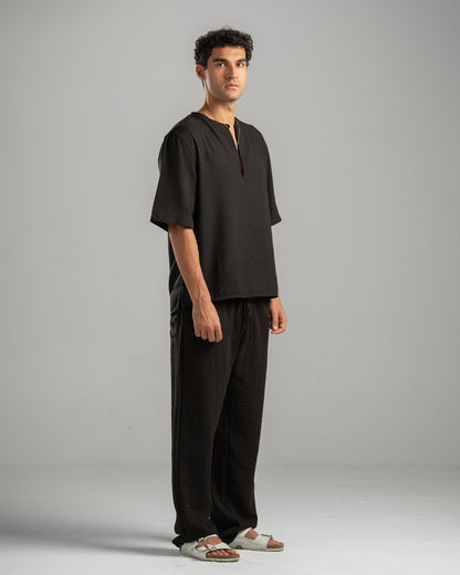 Black V Linen Shirt