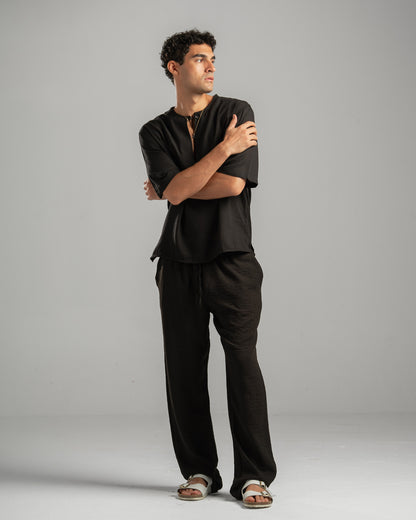 Men Linen Pants in Black