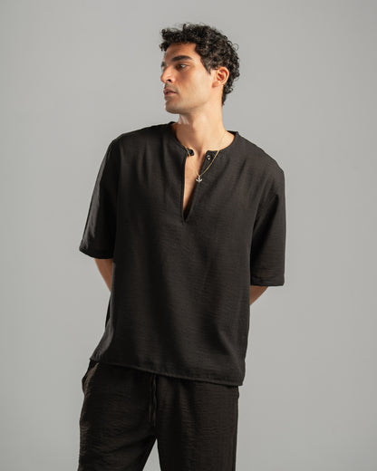 Black V Linen Shirt