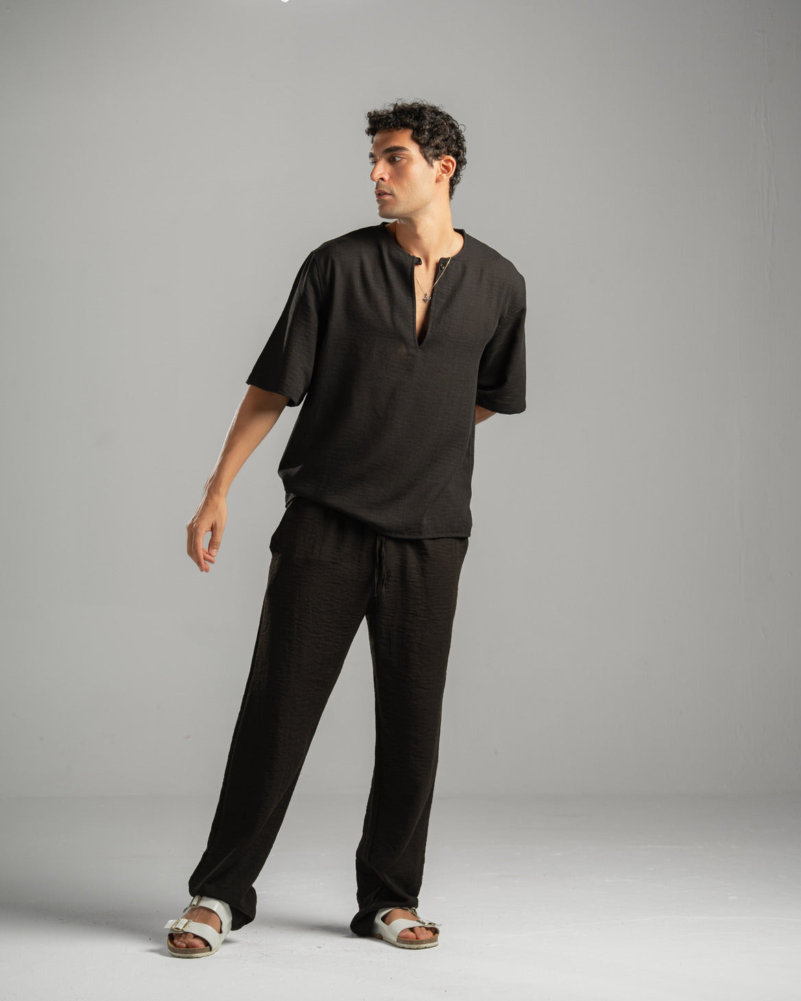 Black V Linen Shirt