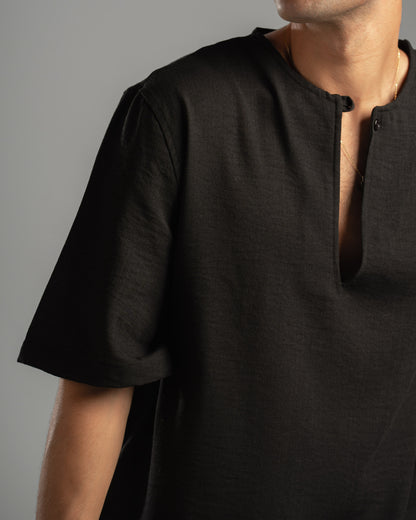 Black V Linen Shirt