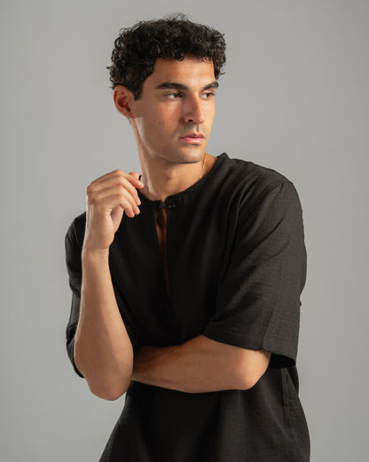 Black V Linen Shirt