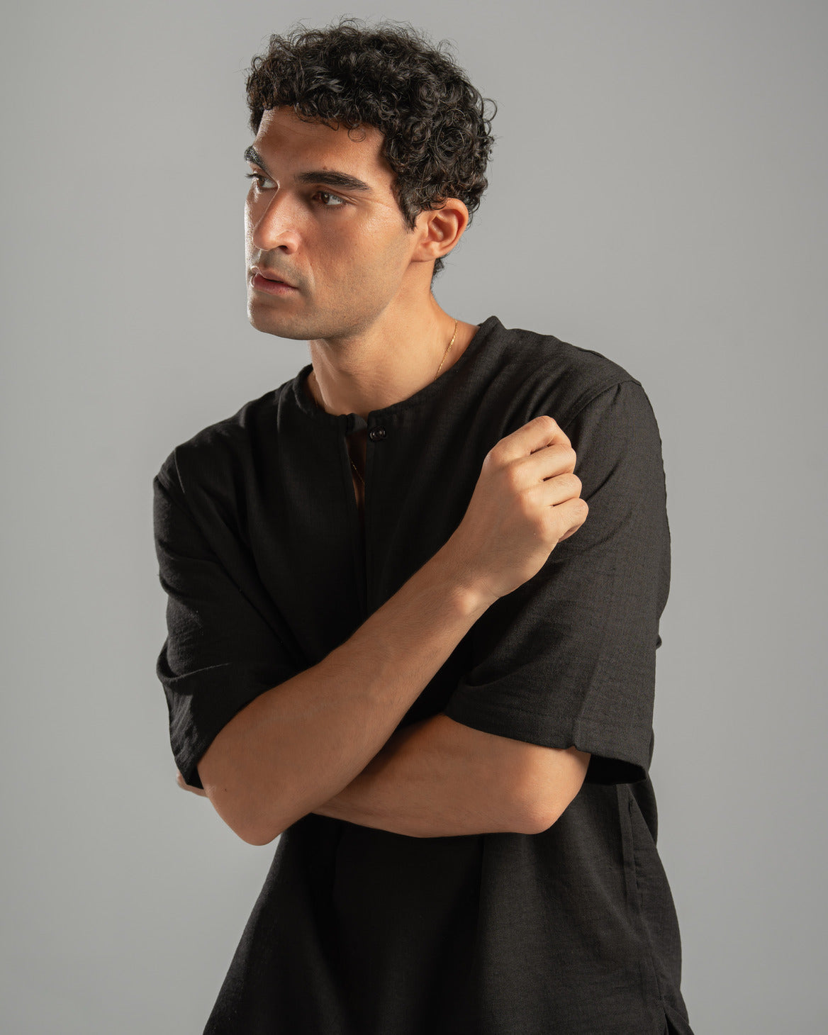 Black V Linen Shirt